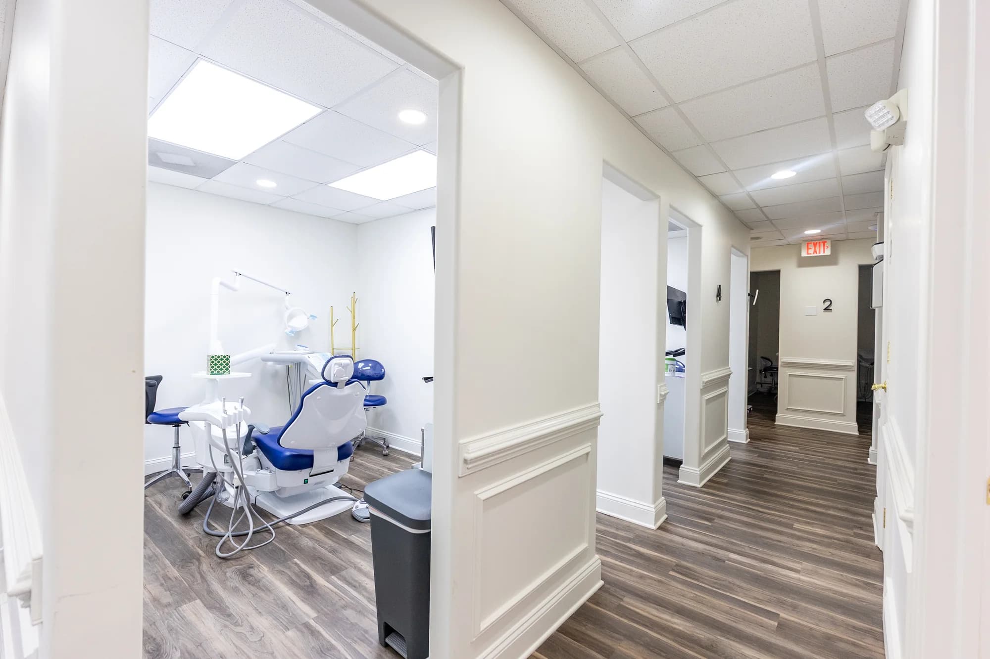 A hallway toward the treatment rooms at Hanover Dental Care